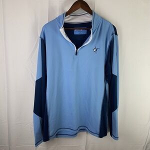 White Water Men's Pullover Size XL Blue 1/4 Zip Mock Neck Long Sleeve Swordfish